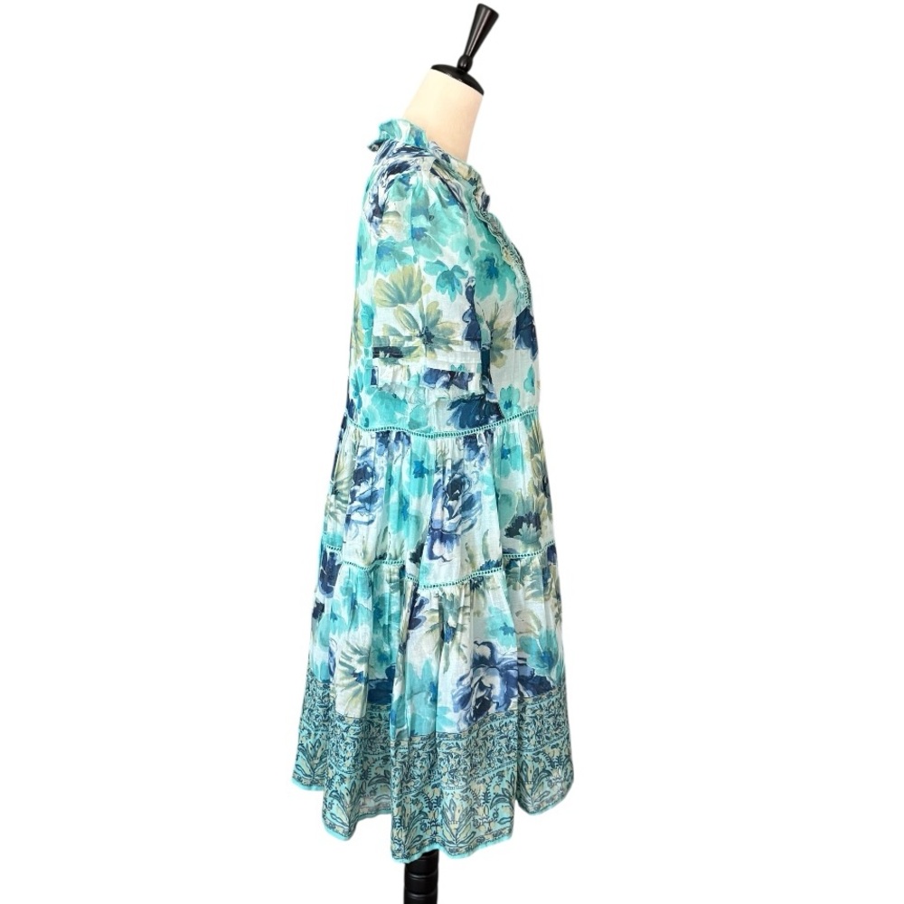 SUNDANCE Fields of‎ Beauty Floral Turquoise Boho 100% Cotton Dress XS - Picture 5 of 16